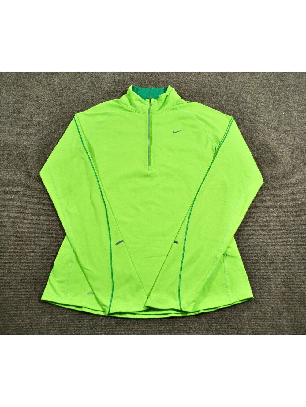 Nike Running Athletic Dri Fit Run Green Zip Pull Over Jacket Size Women's Small